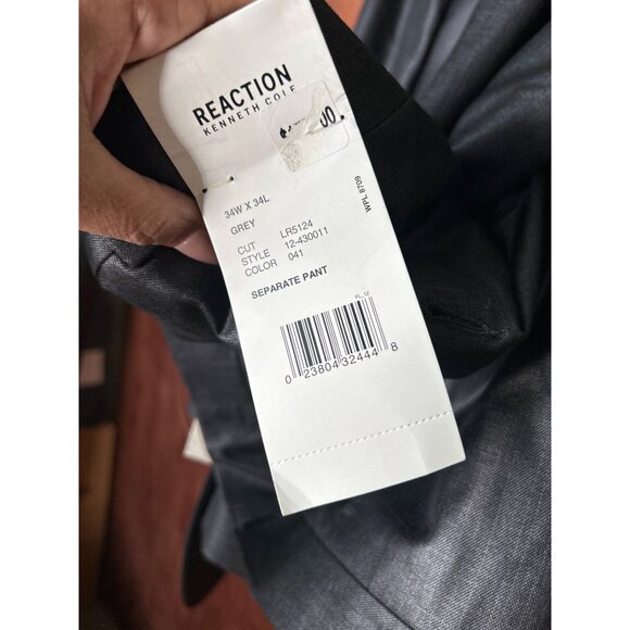 NWT Kenneth Cole Reaction Grey Slim Fit 2-Piece Suit 40R W34 L34 Mens Formal Wea - Picture 8 of 13